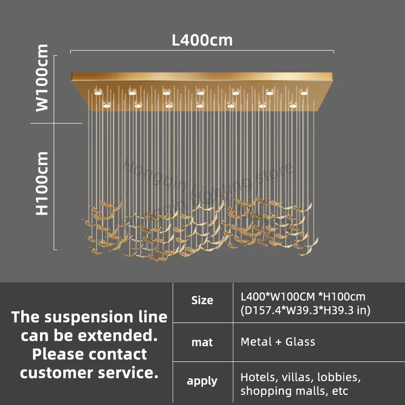 luxury Glass Hanging Led Chandelier