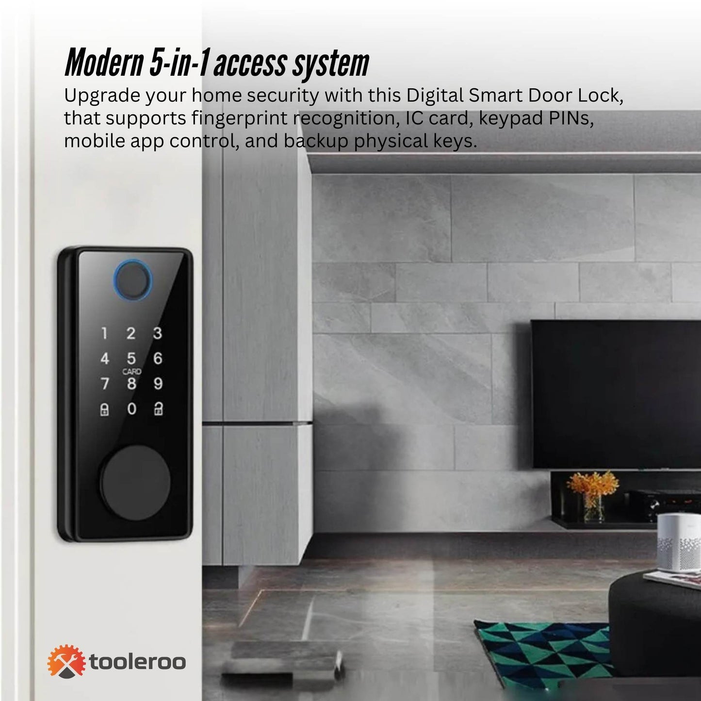 Tooleroo Digital Smart Door Lock Keypad - 5-in-1 Home Entry Security System