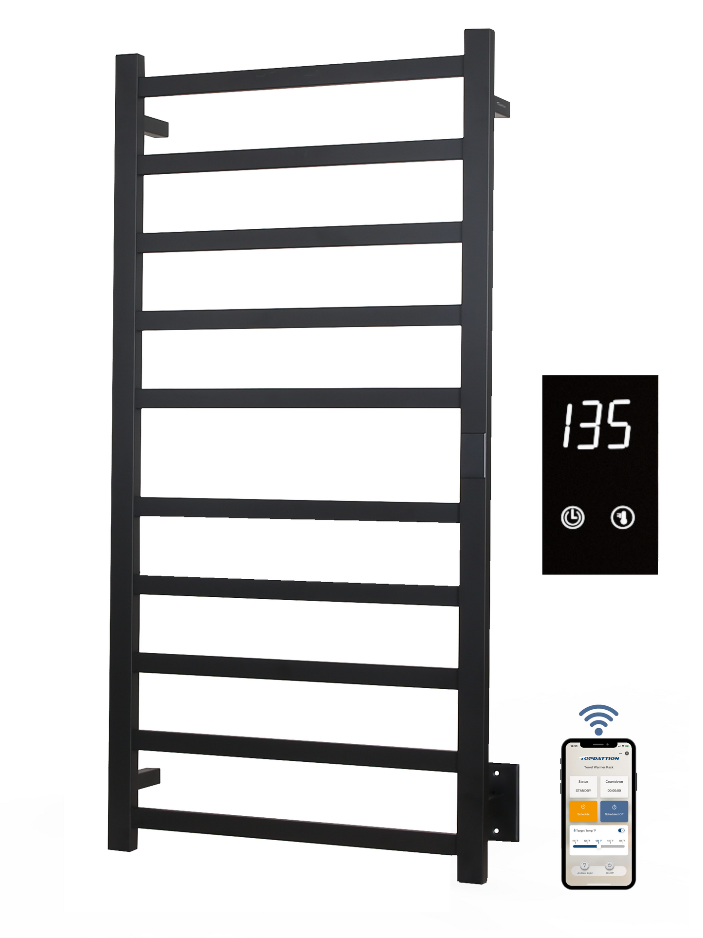 Smart Electric Towel Warmer – WiFi 10-Bar | Alexa & Google Compatible | Ultra-Slim Blade Design