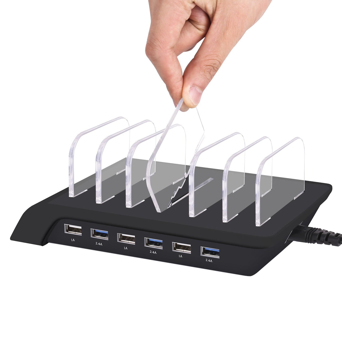 Six-Port USB Charging Station – Mobile Phone Organizer