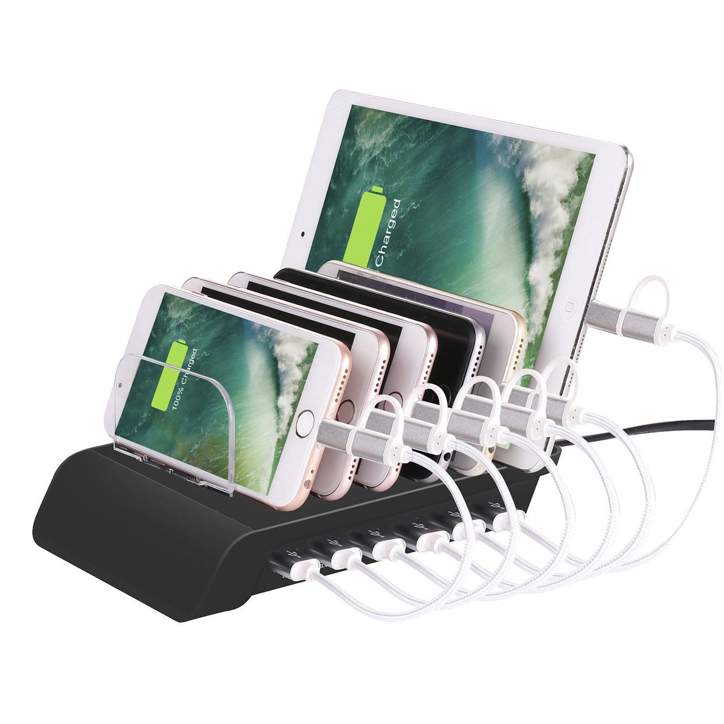 Six-Port USB Charging Station – Mobile Phone Organizer