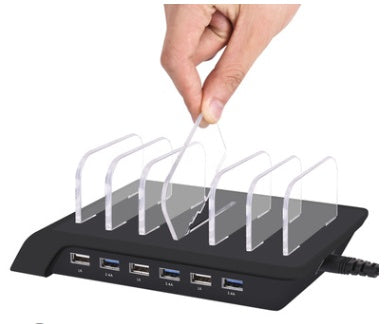 Six-Port USB Charging Station – Mobile Phone Organizer