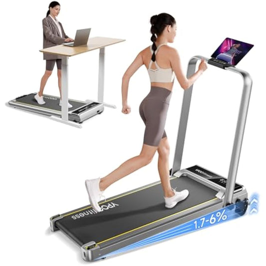 3‑in‑1 Walking Pad with Incline & Handle – Foldable Under‑Desk Treadmill 300lbs