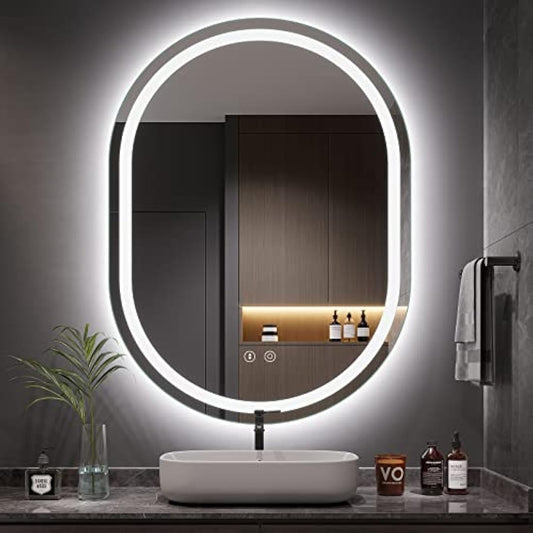 Dripex Oval LED Bathroom Mirror – Dimmable Anti Fog