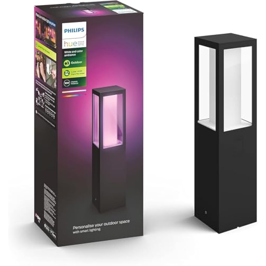 Philips Hue Impress White and Colour Ambiance Pedestal Low Voltage. For Outdoor Lighting, Patio, Terrace, Garden.