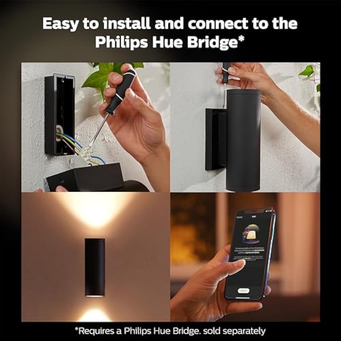 Philips Hue Colour Smart LED Outdoor Wall Light, Patios and Gardens, Ambient Lighting Compatible with Alexa, Google Assistant and Apple Homekit