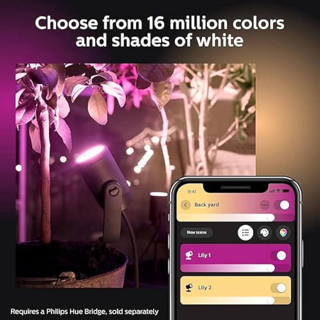 Philips Hue Lily LED Single Spotlight Extension: Smart Outdoor Lighting for Garden, Works with Alexa, Google Assistant and Apple Homekit