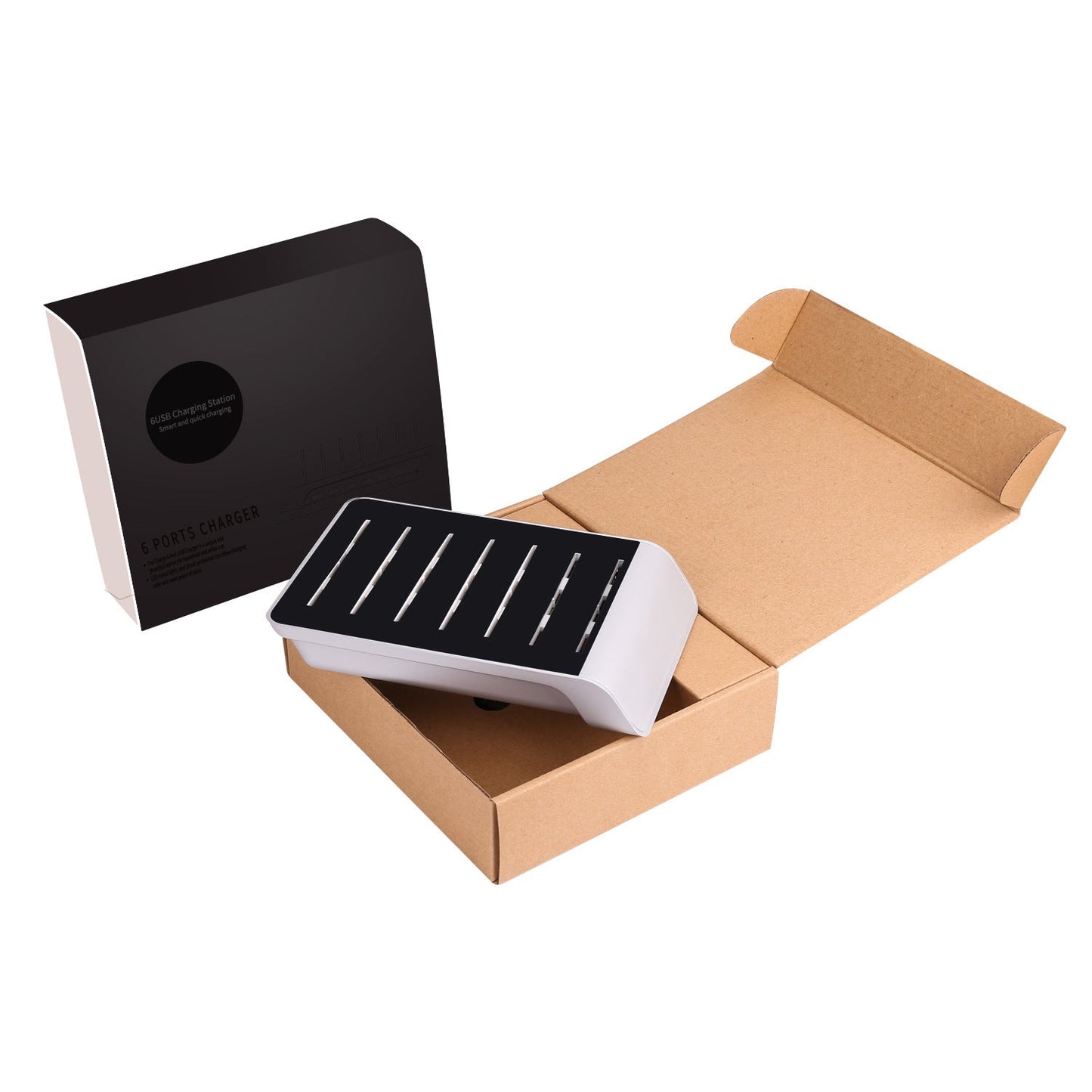 Six-Port USB Charging Station – Mobile Phone Organizer