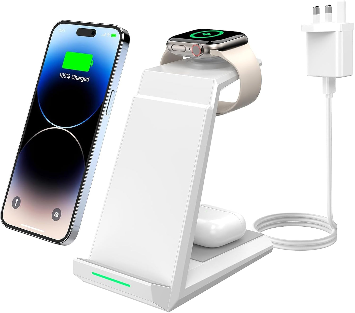 15W Wireless Charging Dock – 3-in-1 for iPhone, Watch & AirPods