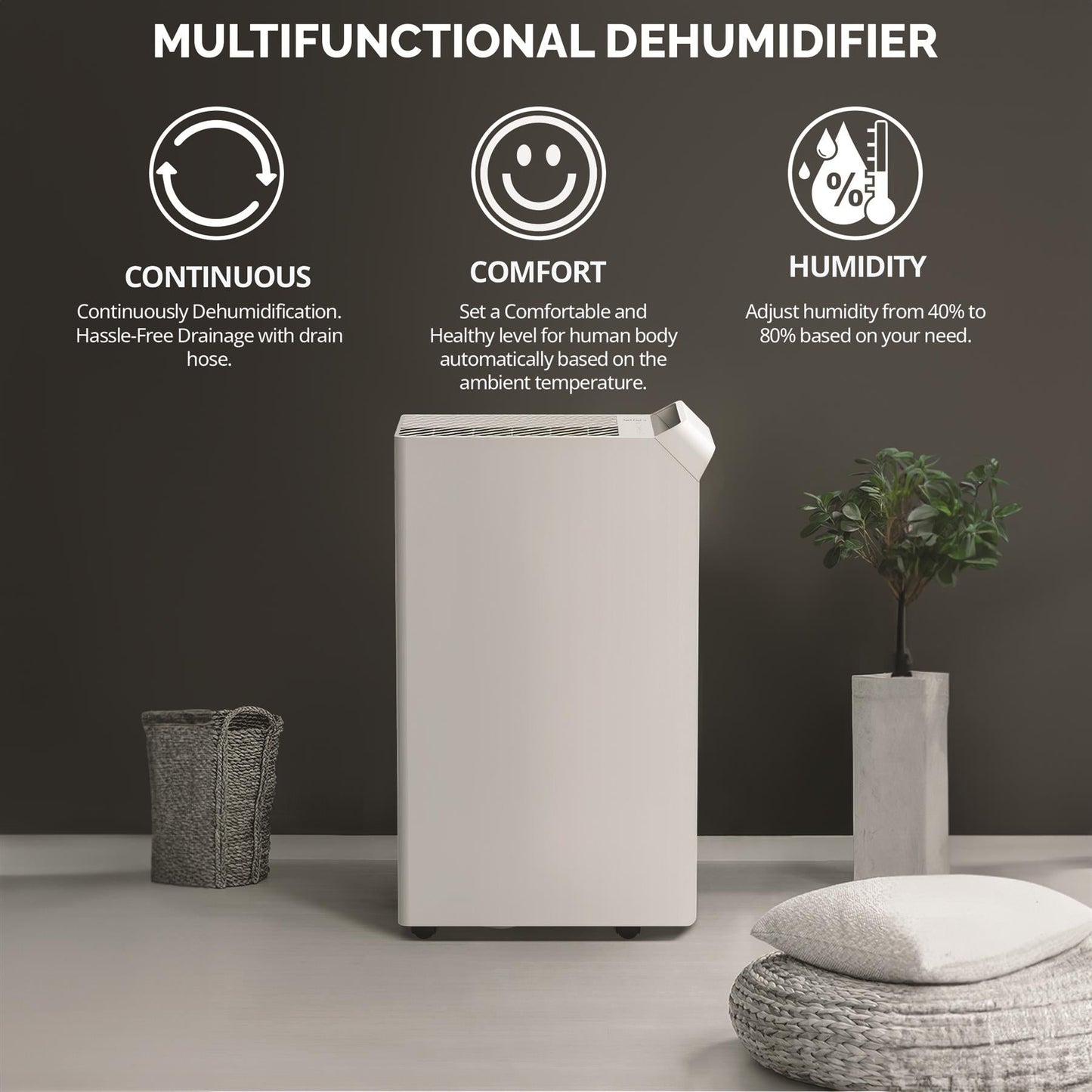 Senelux 25L/Day Dehumidifier Smart App Wi-Fi with 5.5L Water Tank