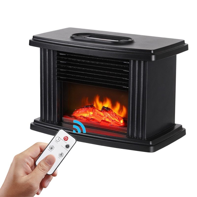 European Style Electric Fireplace Heater – LED Flame & Remote