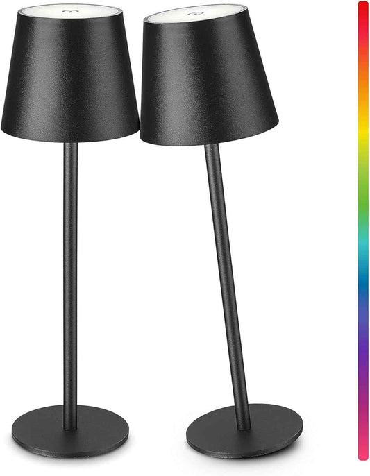 Cordless RGB LED Table Lamp – Rechargeable Touch Dimmable (2Pack)