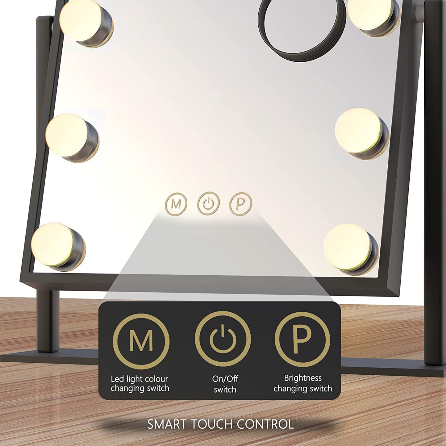 TUREWELL Hollywood Vanity Mirror – LED, 3 Modes