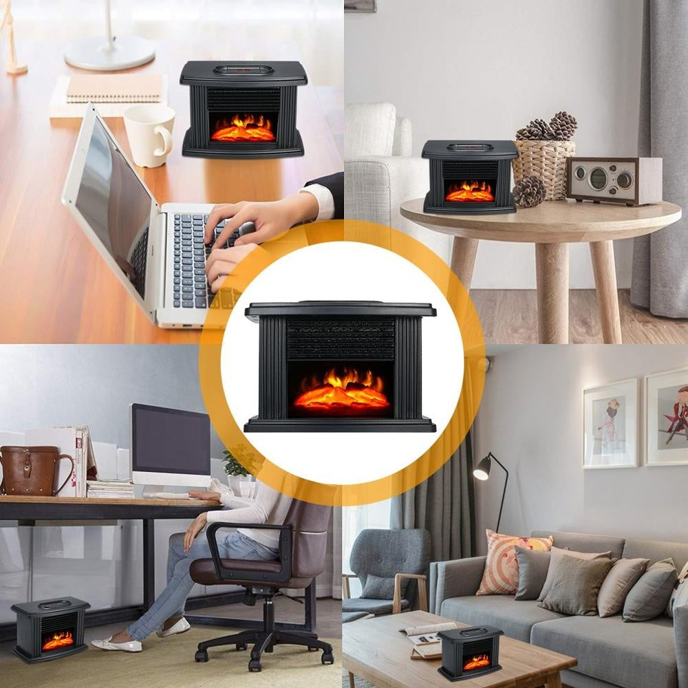 European Style Electric Fireplace Heater – LED Flame & Remote