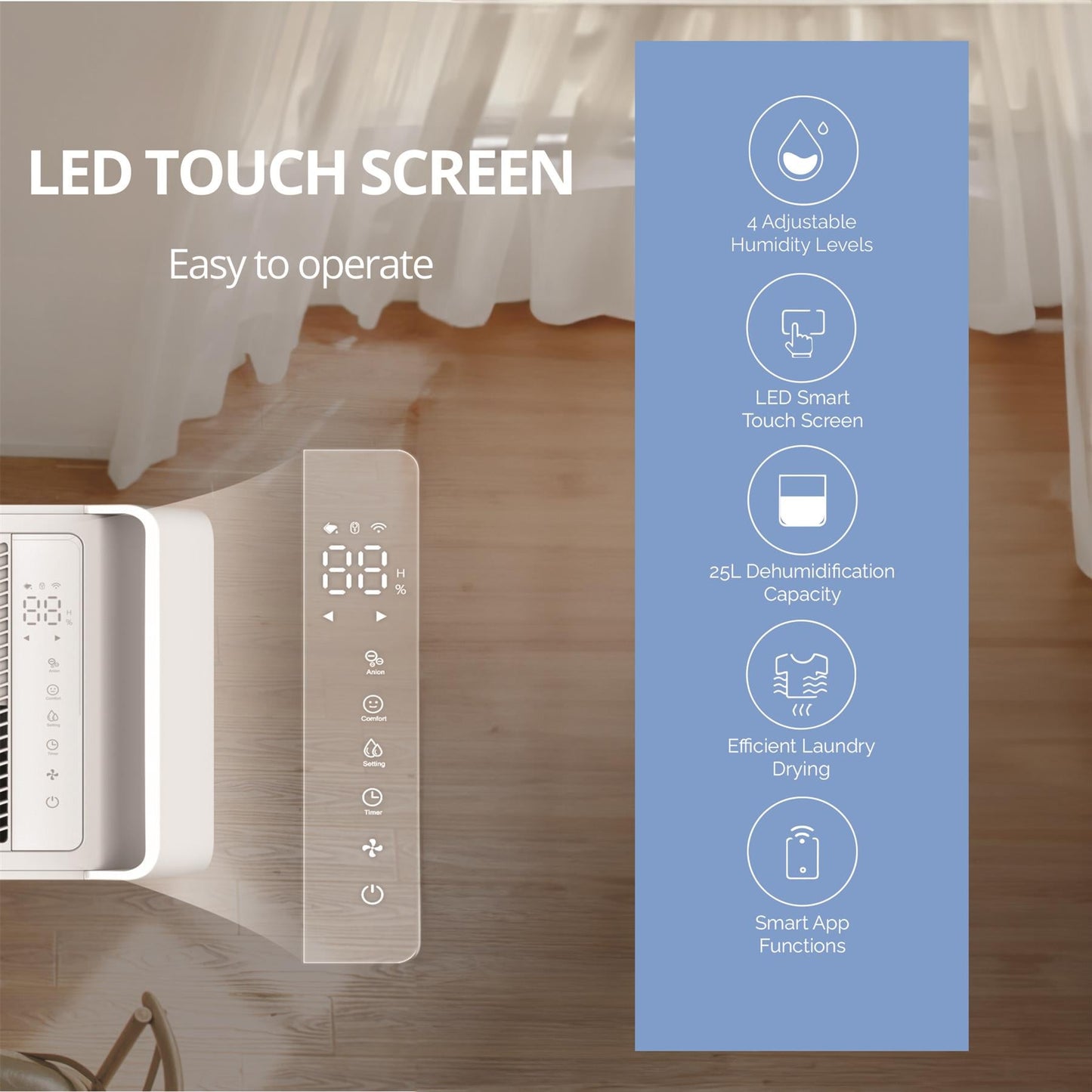 Senelux 25L/Day Dehumidifier Smart App Wi-Fi with 5.5L Water Tank