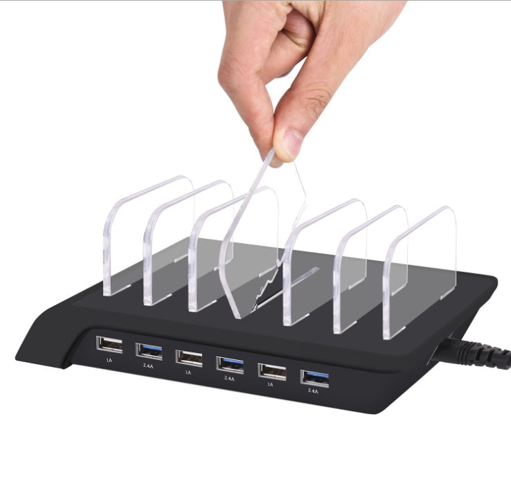 Six-Port USB Charging Station – Mobile Phone Organizer