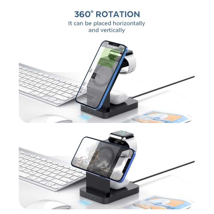 Multi-function Magnetic Wireless Charger Stand for iPhone & iWatch & AirPods