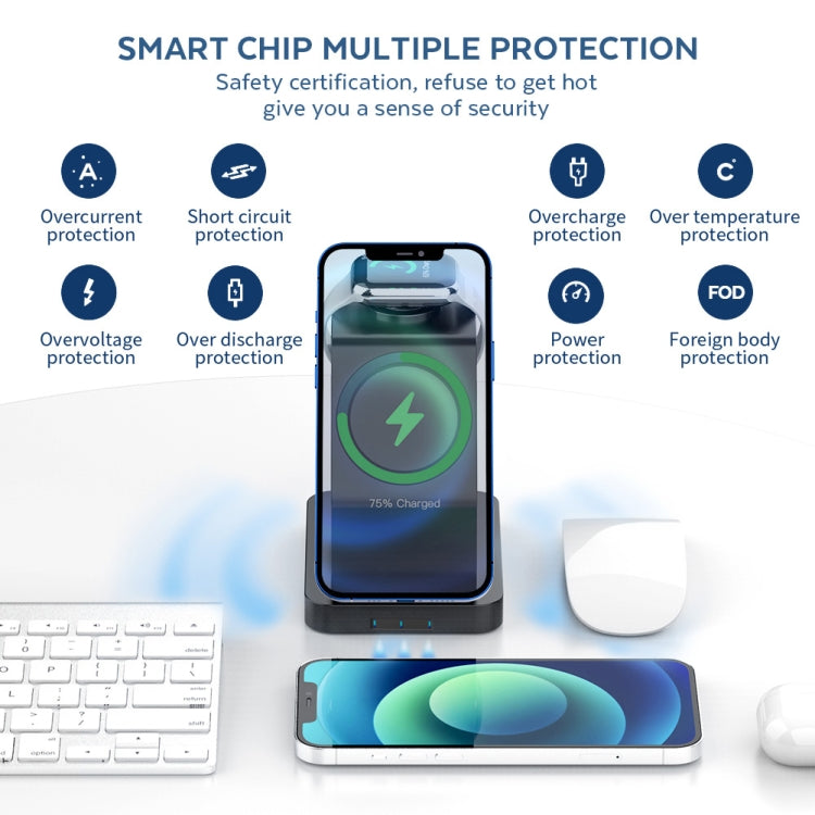 Multi-function Magnetic Wireless Charger Stand for iPhone & iWatch & AirPods