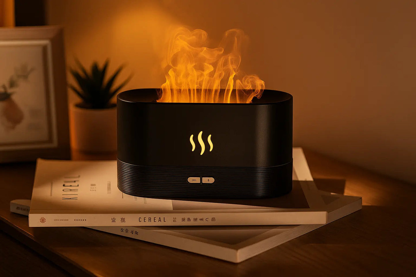 Flame Mist Humidifier & Aroma Diffuser – Relaxing LED Glow