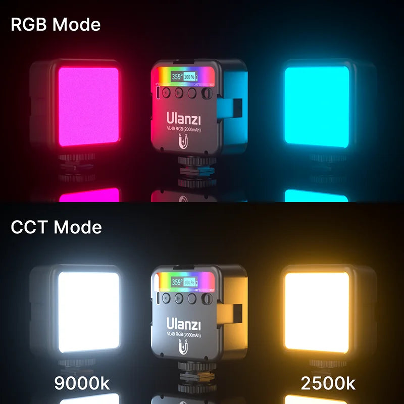 RGB LED Video Light – Magnetic, 2500K–9000K Full Color