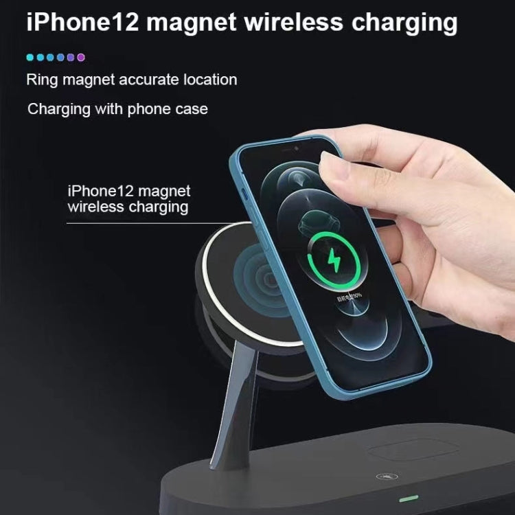 Multi-function Magnetic Wireless Charger for iPhone 12 Series & Apple Watchs & AirPods 1 / 2 / Pro, with LED Light
