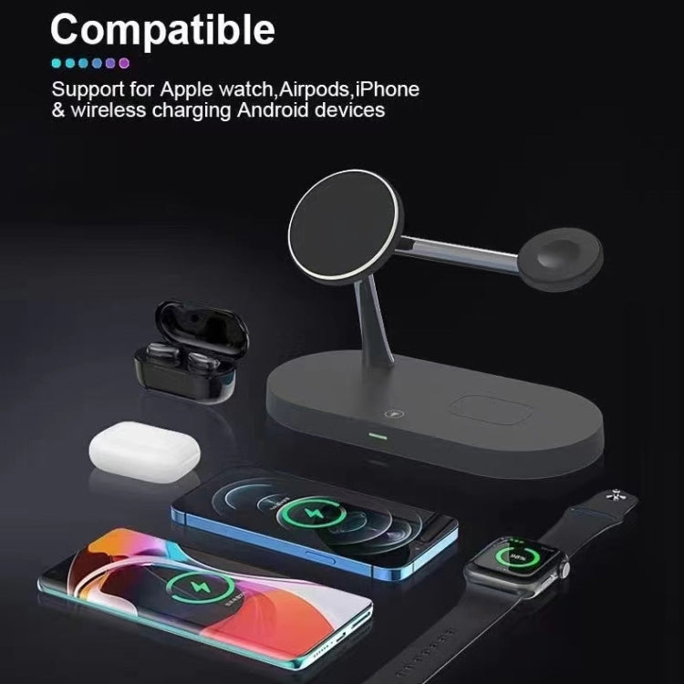 Multi-function Magnetic Wireless Charger for iPhone 12 Series & Apple Watchs & AirPods 1 / 2 / Pro, with LED Light