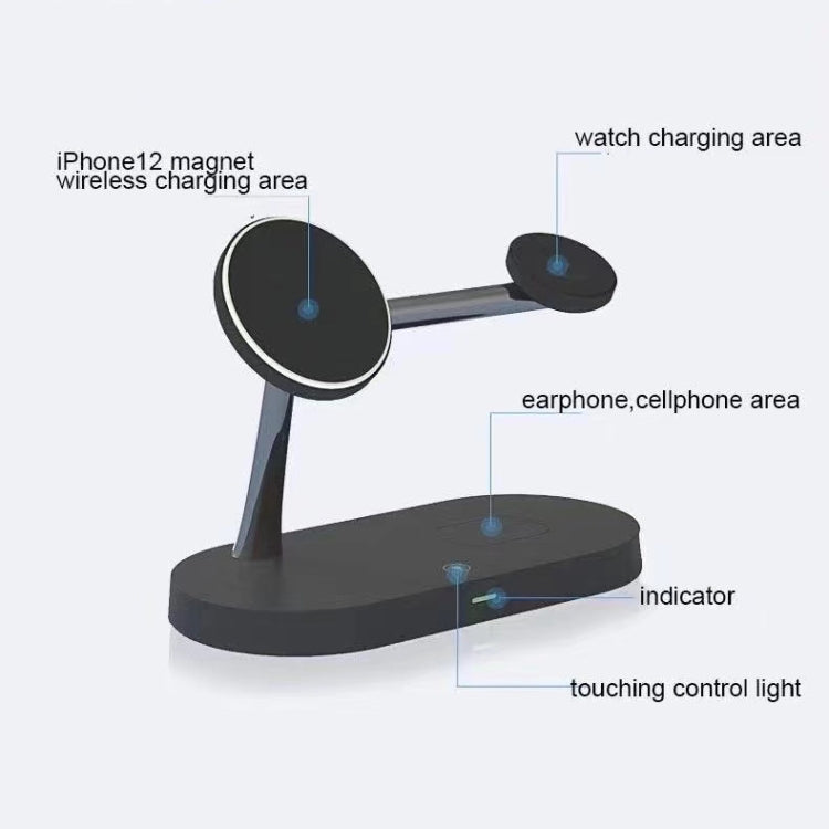 Multi-function Magnetic Wireless Charger for iPhone 12 Series & Apple Watchs & AirPods 1 / 2 / Pro, with LED Light