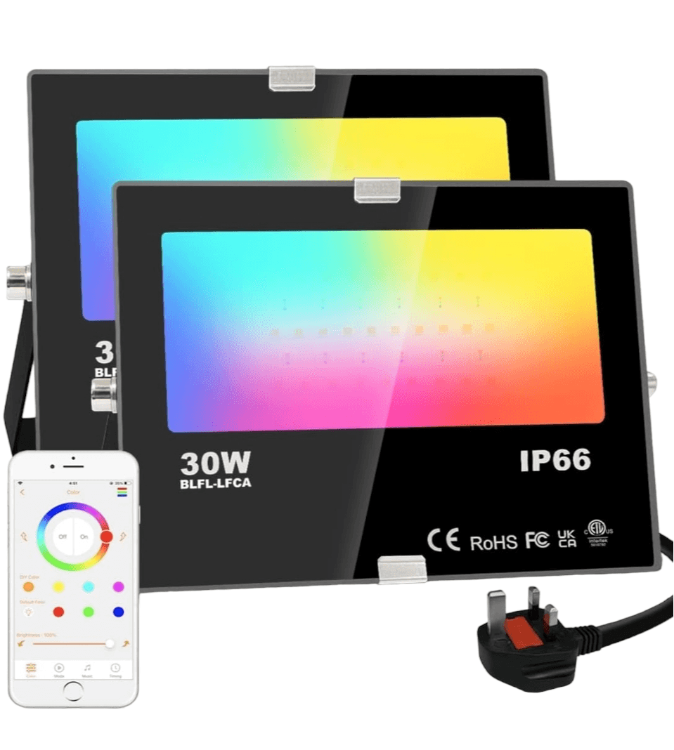 Smart Bluetooth RGB Floodlight – Outdoor LED with Warm White