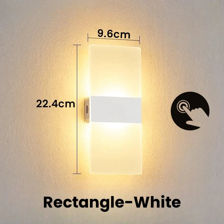 Touch Sensor LED Wall Light – USB Rechargeable Acrylic Sconce