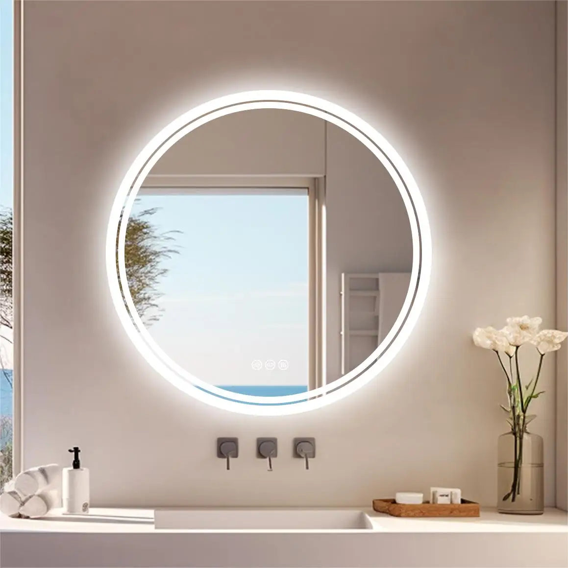 Round LED Vanity Mirror – Anti-Fog with Bright Makeup Lighting