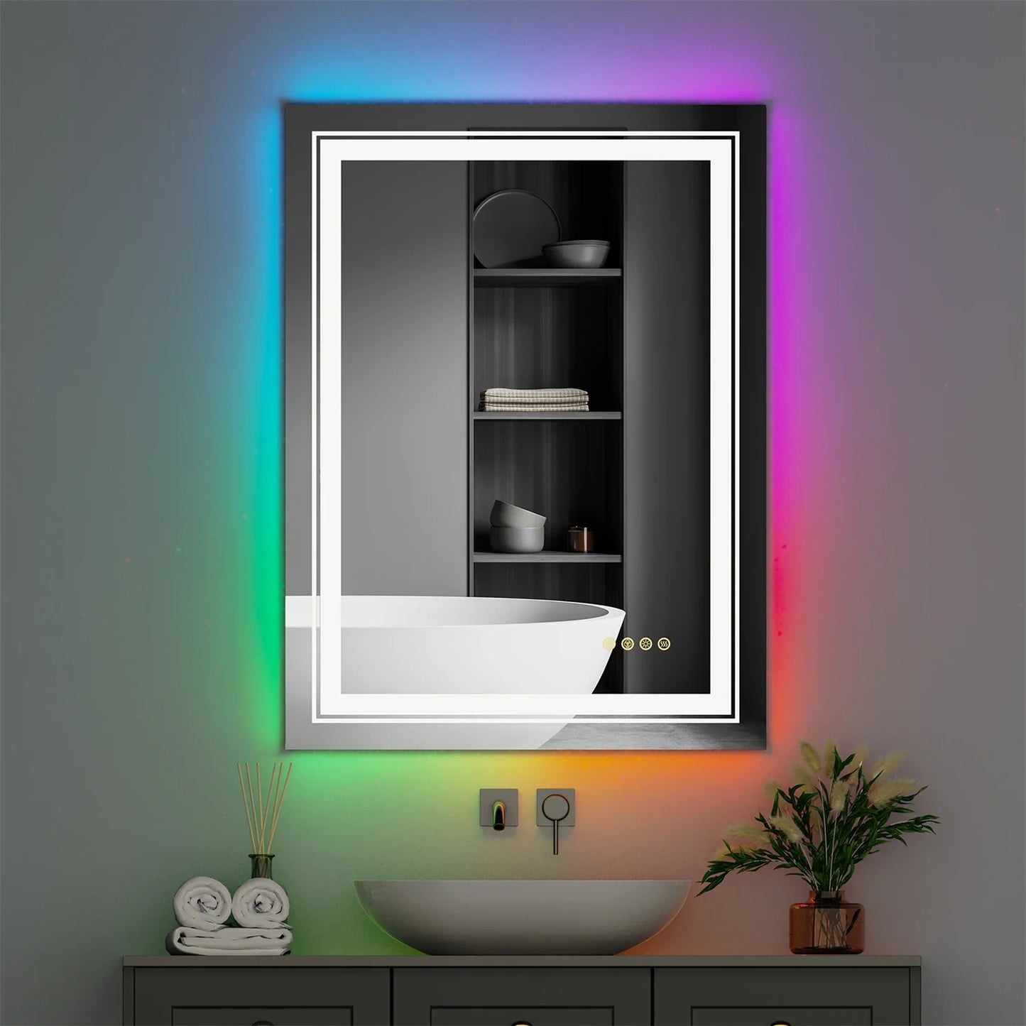 RGB LED Bathroom Mirror – Smart Anti Fog