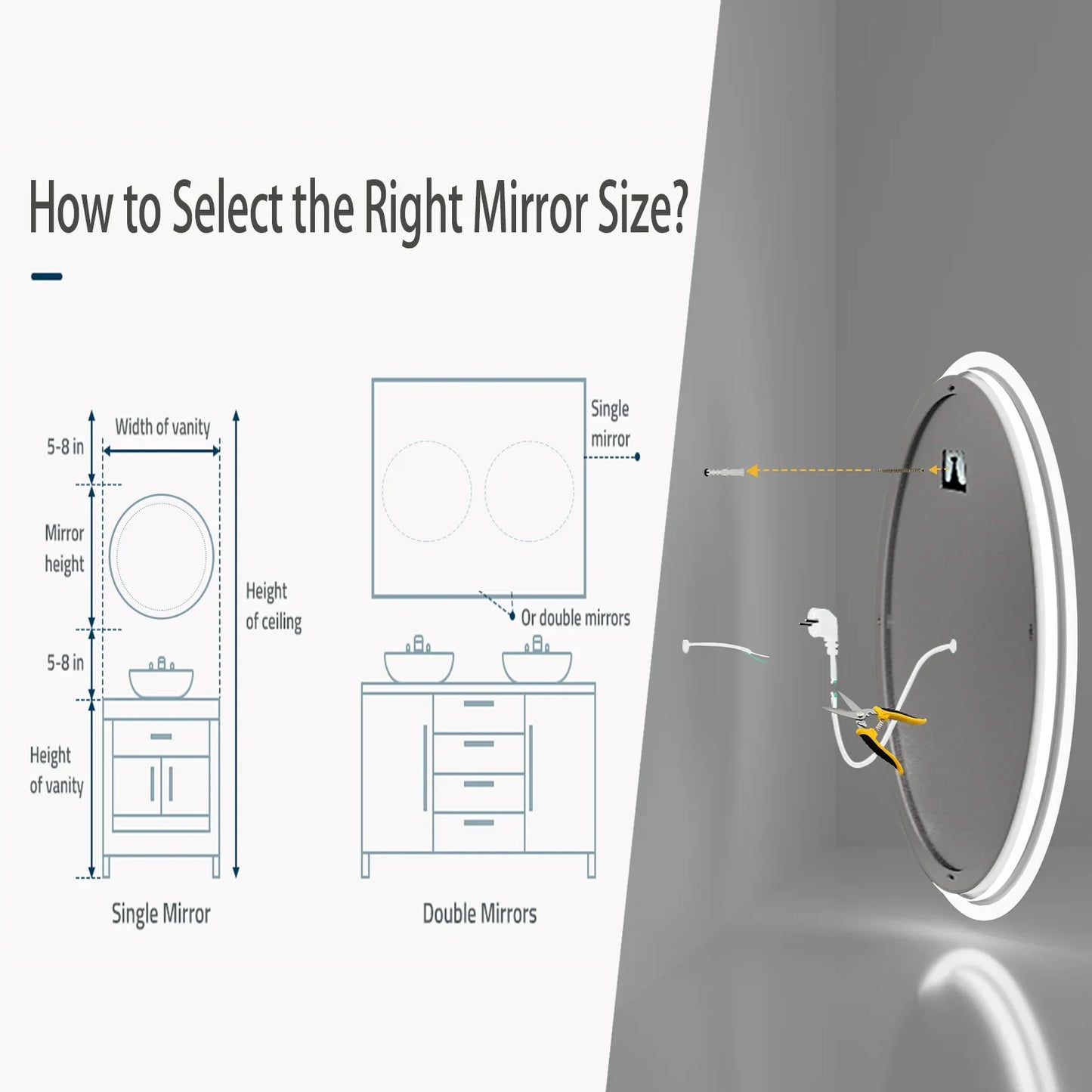 Round LED Vanity Mirror – Anti-Fog with Bright Makeup Lighting