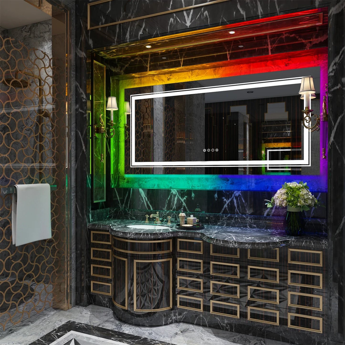 RGB LED Bathroom Mirror – Smart Anti Fog