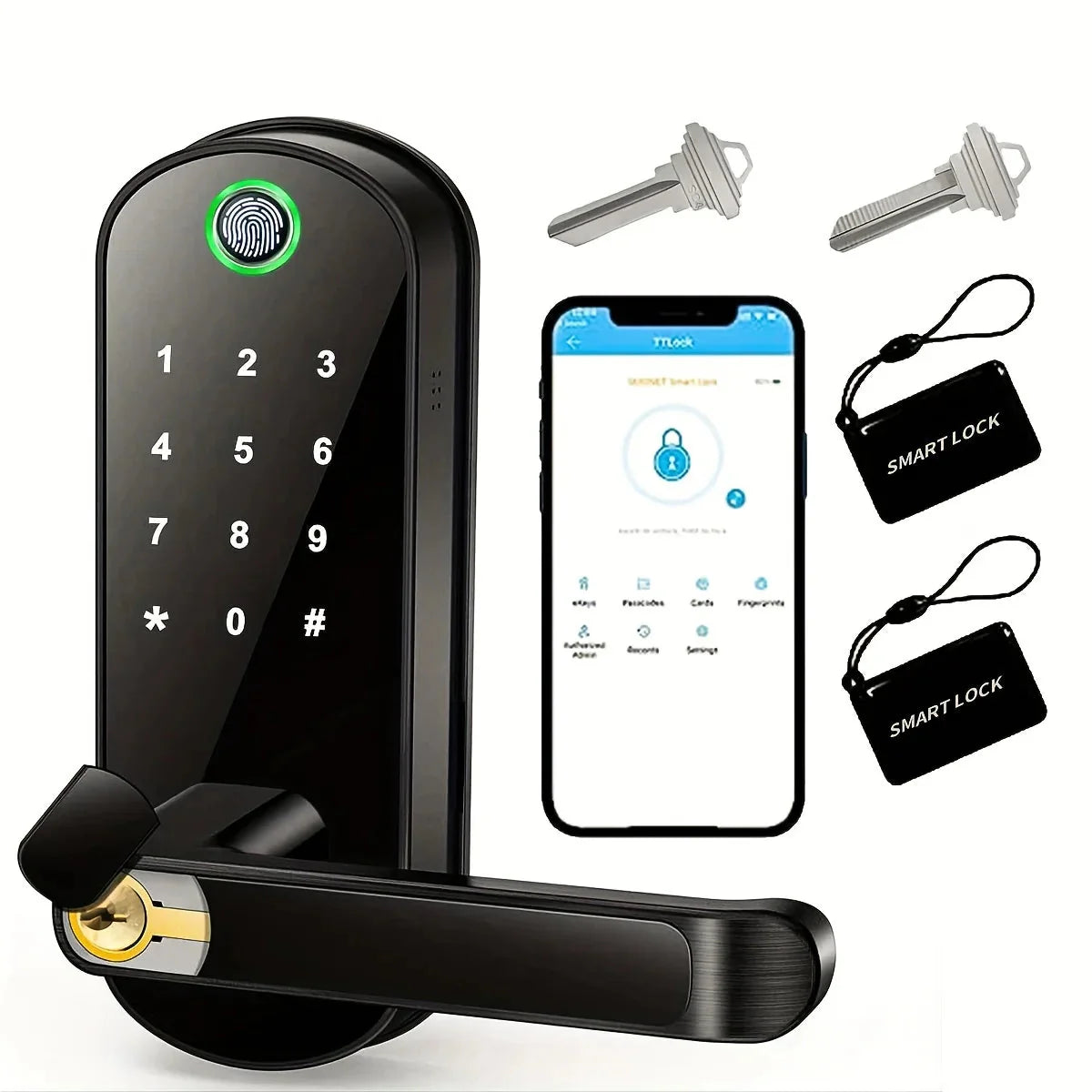 Smart WiFi Fingerprint Door Lock with App Control & Touchscreen Keyless Entry