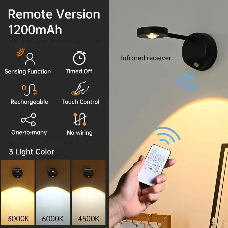 Rechargeable Picture Light with Remote – 3-Colour LED Wall Spotlight