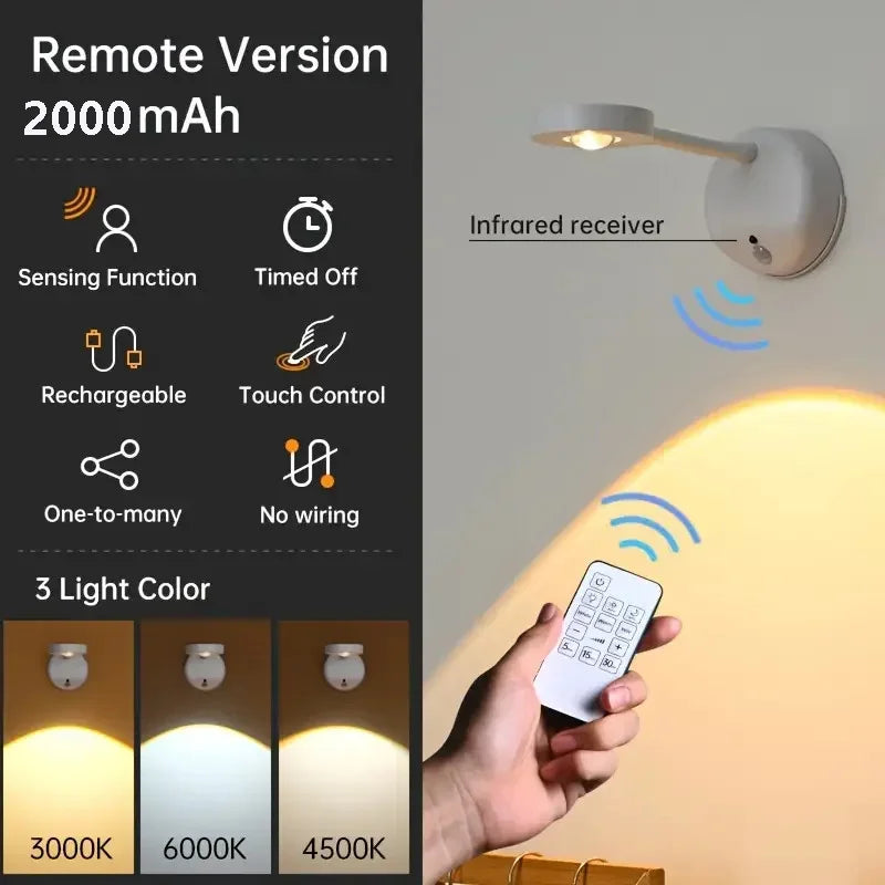 Rechargeable Picture Light with Remote – 3-Colour LED Wall Spotlight