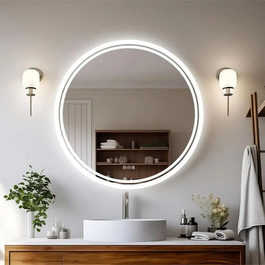 Round LED Vanity Mirror – Anti-Fog with Bright Makeup Lighting