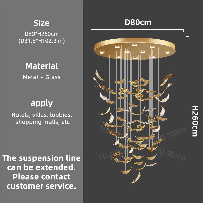 luxury Glass Hanging  Led Chandelier