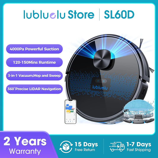 Lubluelu SL60D Robot Vacuum – 4000Pa, 150min Runtime, App Control