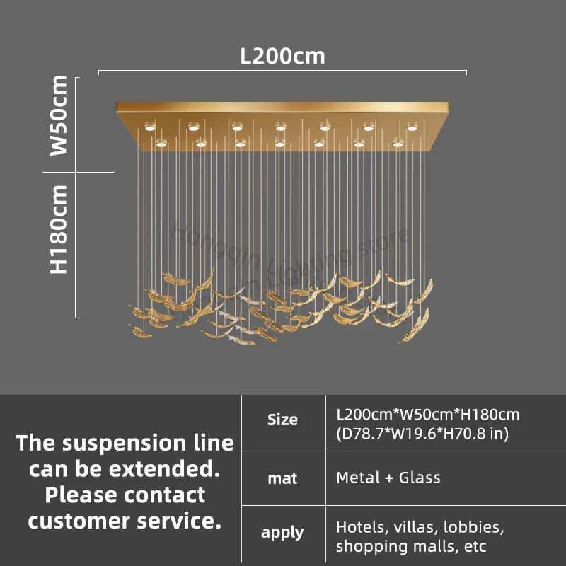 luxury Glass Hanging  Led Chandelier