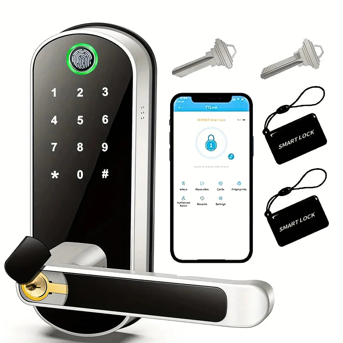 Smart WiFi Fingerprint Door Lock with App Control & Touchscreen Keyless Entry