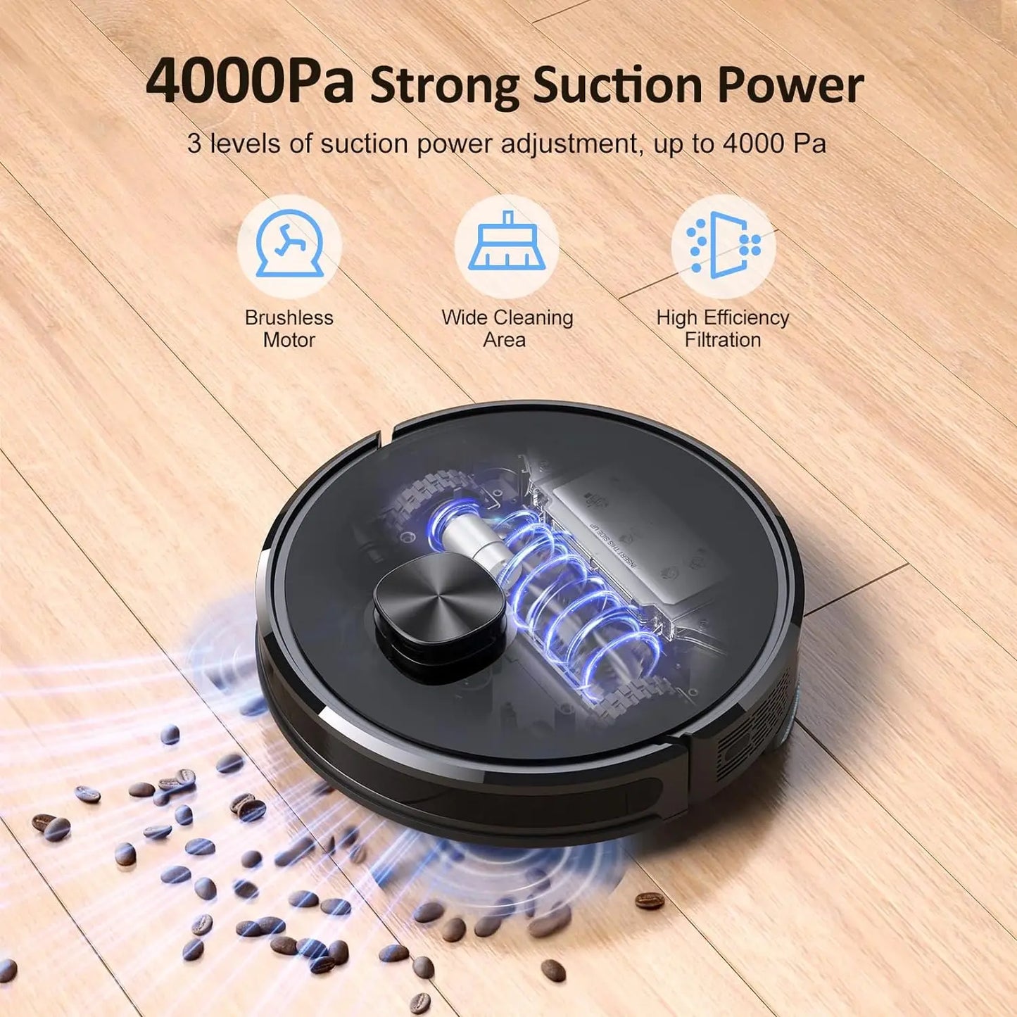 Lubluelu SL60D Robot Vacuum – 4000Pa, 150min Runtime, App Control