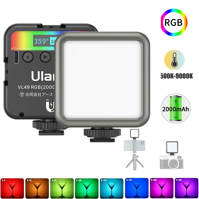 RGB LED Video Light – Magnetic, 2500K–9000K Full Color