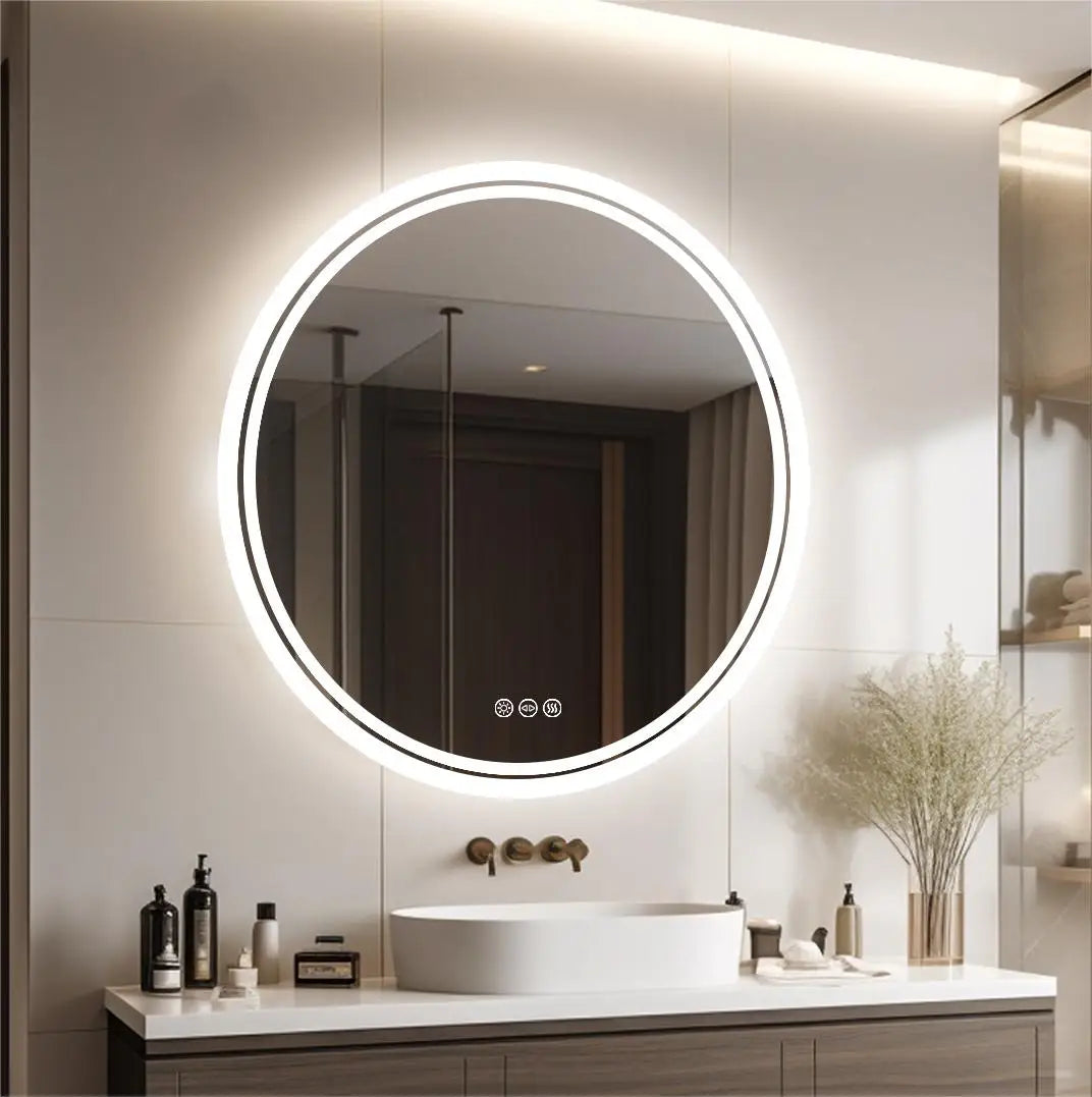 Round LED Vanity Mirror – Anti-Fog with Bright Makeup Lighting