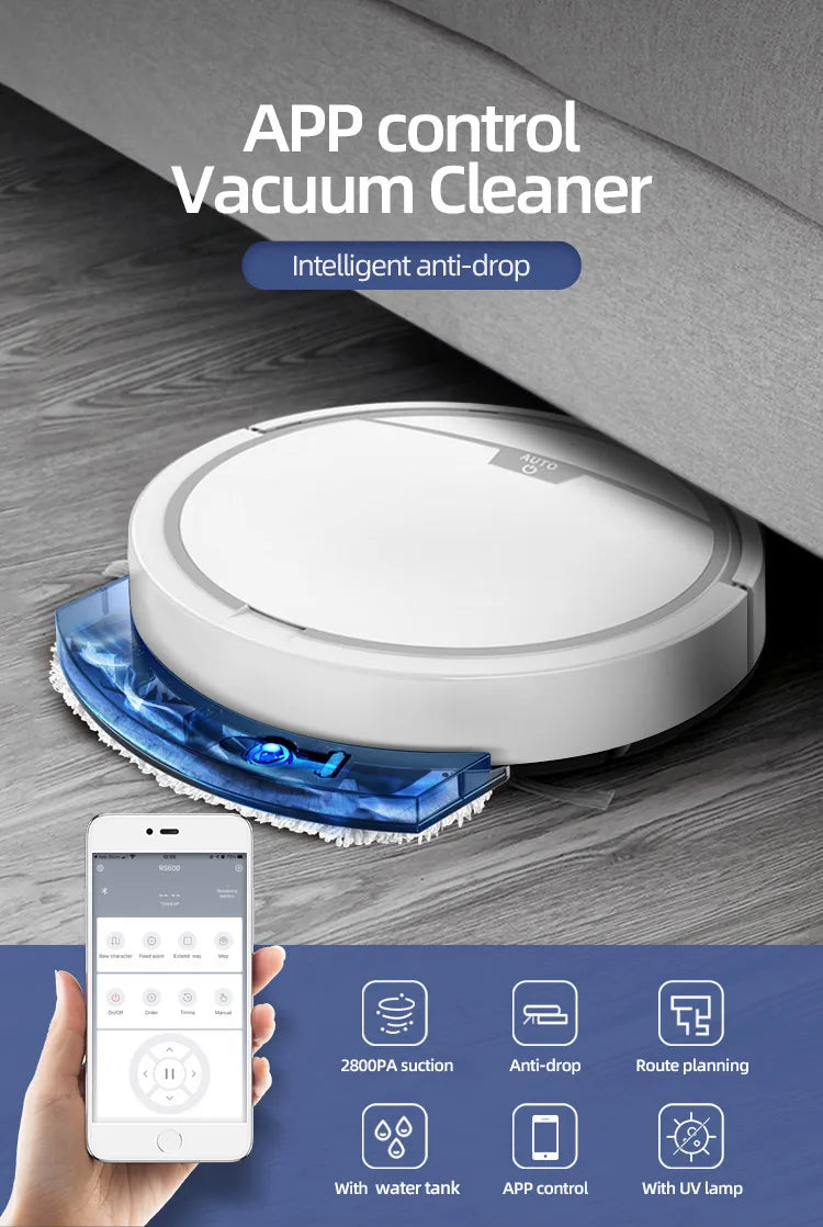 2024 Smart Robot Vacuum & Mop – App Control, 2800Pa Suction