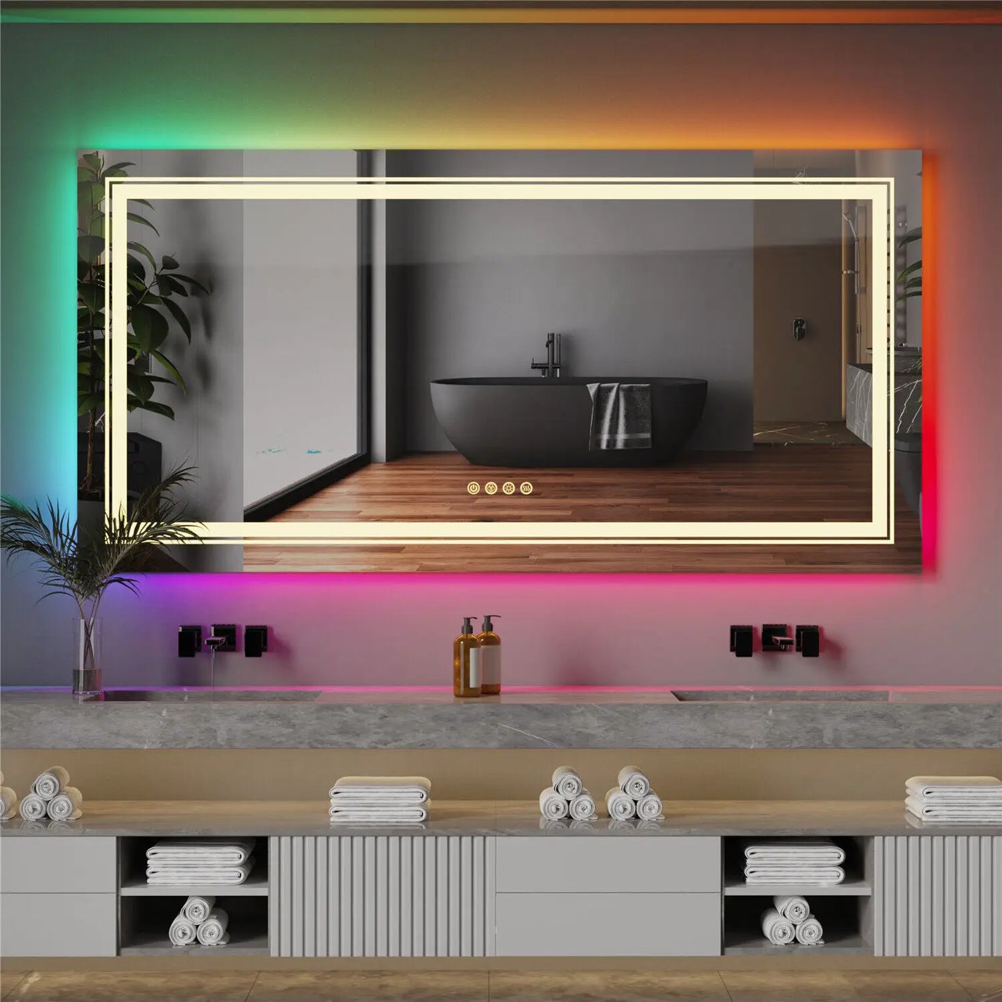 RGB LED Bathroom Mirror – Smart Anti Fog