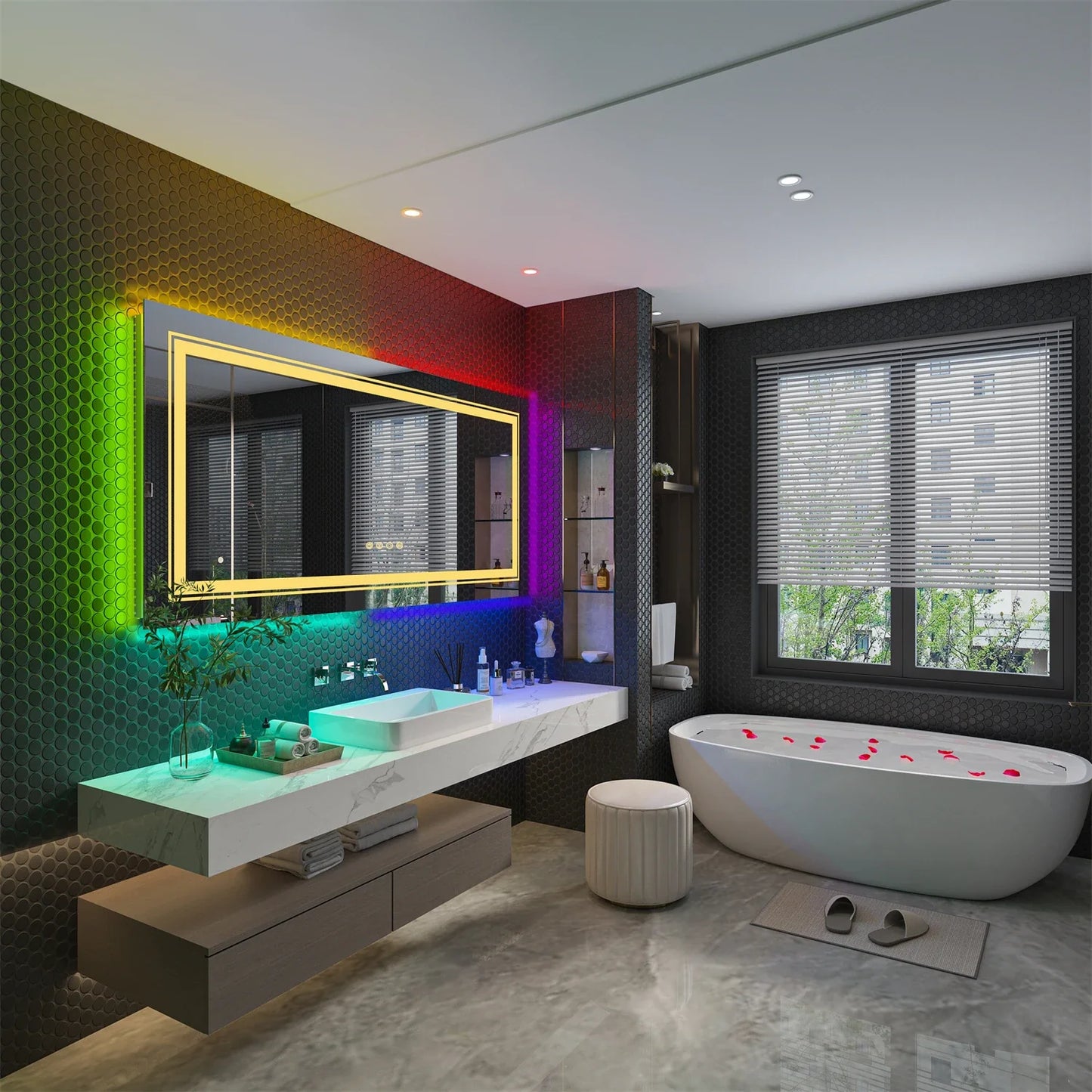 RGB LED Bathroom Mirror – Smart Anti Fog