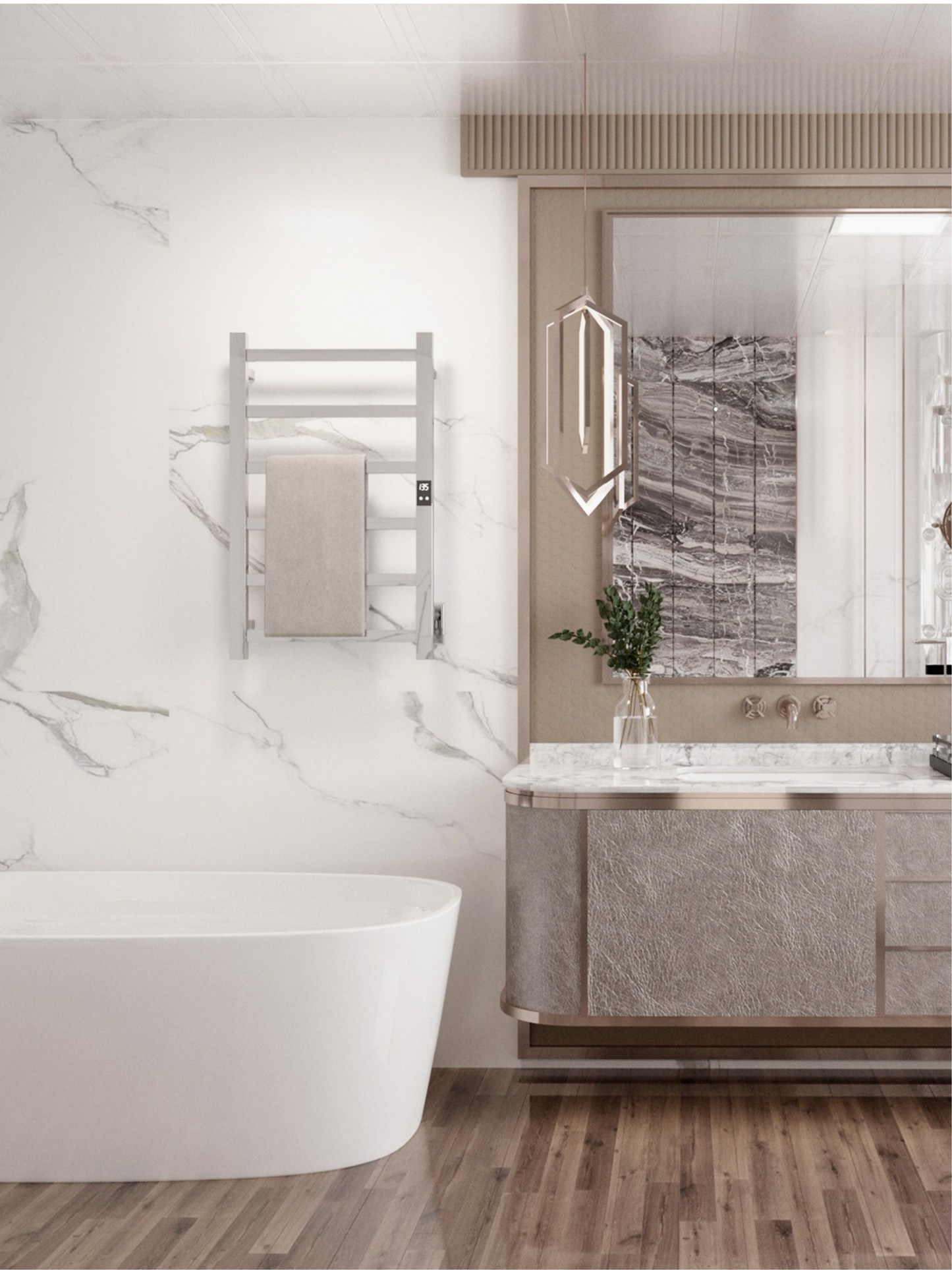 Smart Electric Towel Warmer – WiFi 6-Bar | Alexa & Google Compatible | Ultra-Slim Blade Design