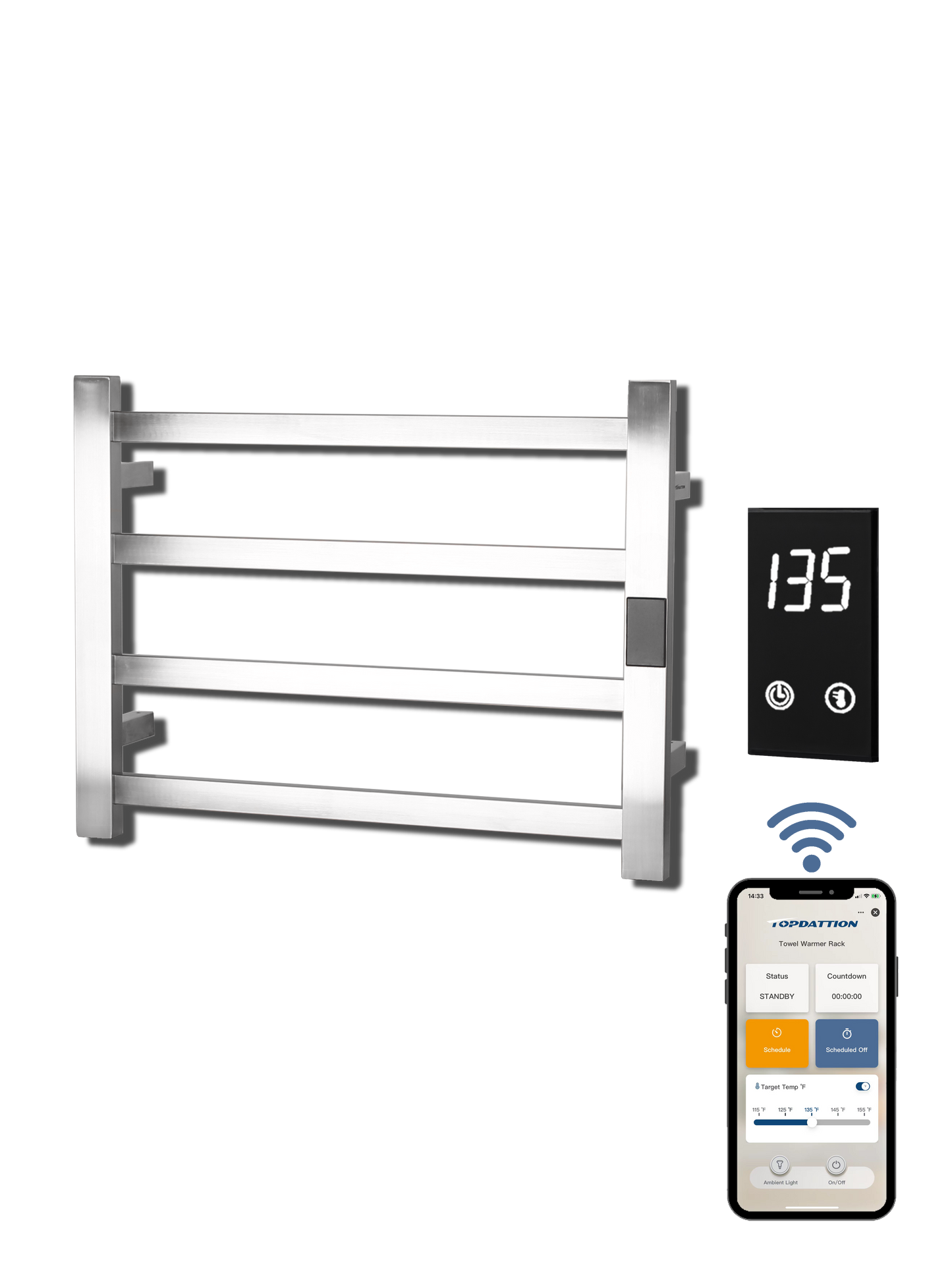 Smart Electric Towel Warmer – WiFi 4-Bar | Alexa & Google Compatible | Ultra-Slim Blade Design