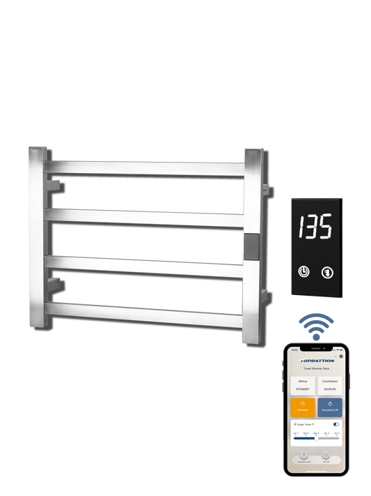 Smart Electric Towel Warmer – WiFi 4-Bar | Alexa & Google Compatible | Ultra-Slim Blade Design
